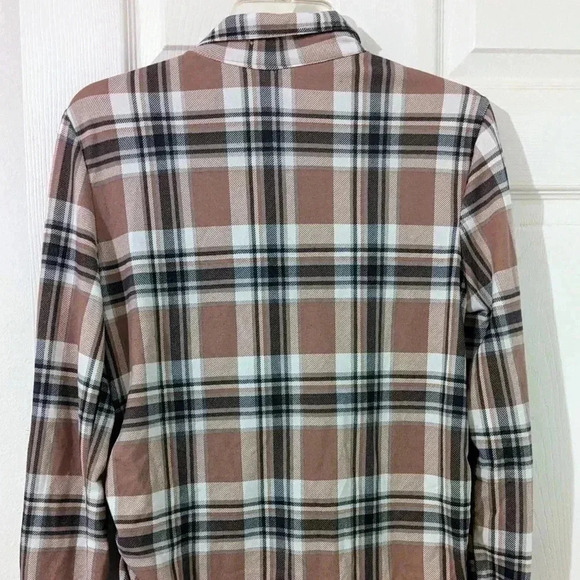 Eden & Olivia Maternity Plaid Shirt Size‎ M Brown White Long Sleeve - Picture 5 of 5